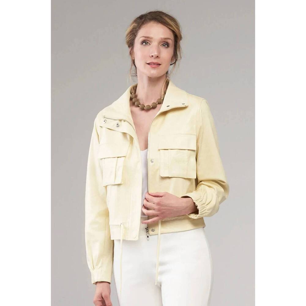 NEW INSIGHT drawsting vegan leather jacket in butter